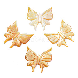 Natural Yellow Shell Beads, Butterfly, 30x30x2mm, Hole: 0.8mm(SSHEL-S258-106)