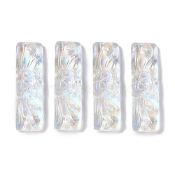 Baking Paint Glass Pendants, Rectangle, Clear AB, 30x9x5.5mm, Hole: 1mm(GLAA-S202-16A)