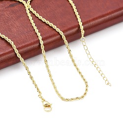 Brass Twist Rope Chains Necklace for Women, Cadmium Free & Lead Free, Real 18K Gold Plated, 17.60 inch(44.7cm)(X-NJEW-P265-15G)