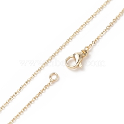 Brass Chain Necklaces, Cross/Rolo Chain, with Lobster Claw Clasps, Real 18K Gold Plated, 17.7 inch(45cm)(MAK-L009-03G)