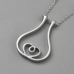 Stainless Steel Heart Pendant Cable Chain Necklaces, Stainless Steel Color, 15.87 inch(40.3cm)(NJEW-WH0020-26P)