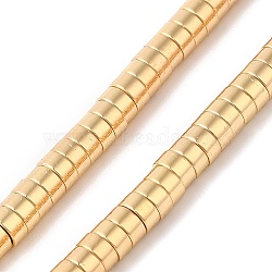 Electroplated Non-magnetic Synthetic Hematite Beads Strands, Heishi Beads, Flat Round/Disc, Golden Plated, 4.5x2mm, Hole: 1.2mm, about 188pcs/strand, 16.54''(42cm)(X-G-E597-01)