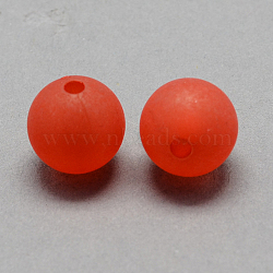 Transparent Acrylic Ball Beads, Frosted Style, Round, Red, 12mm, Hole: 2mm, about 520pcs/500g(FACR-R021-12mm-04)