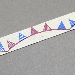 Cartoon Printed Cotton Ribbon, FireBrick, 5/8 inch(15mm), about 20yards/roll(18.28m/roll)(OCOR-S026-14)