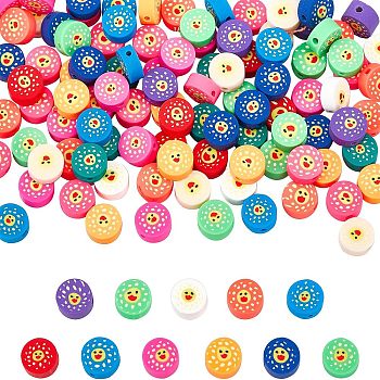 Nbeads 5 Strands Handmade Polymer Clay Beads Strands, for DIY Jewelry Crafts Supplies, Flat Round with Duck, Mixed Color, 9x4mm, Hole: 1.5mm, about 40pcs/strand, 15.16 inch ~15.55 inch(38.5cm), 5 strands/box