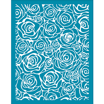 Silk Screen Printing Stencil, for Painting on Wood, DIY Decoration T-Shirt Fabric, Rose Pattern, 100x127mm