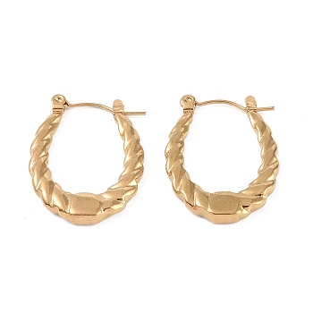 304 Stainless Steel Hoop Earrings, Jewely for Women, Golden, Oval, 19.5x3mm