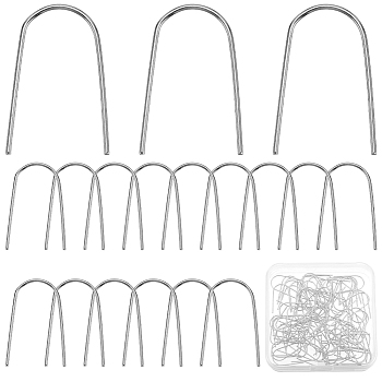 100Pcs 316 Surgical Stainless Steel Earring Hooks, U-shaped Ear Wires, Stainless Steel Color, 21 Gauge, 19.5~20x12.5~13.5mm, Pin: 0.7mm