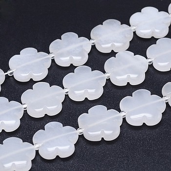 Natural White Jade Flower Bead Strands, 15x5mm, Hole: 1mm, about 27pcs/strand, 15.7 inch