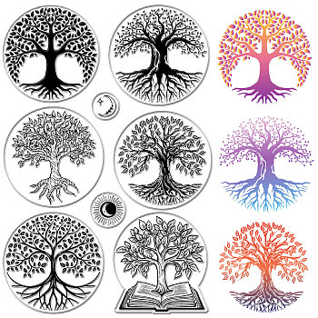 Custom PVC Plastic Clear Stamps, for DIY Scrapbooking, Photo Album Decorative, Cards Making, Stamp Sheets, Film Frame, Tree of Life, 160x110x3mm