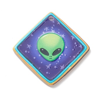 Acrylic Pendants, extraterrestrial, Alien, Others, 35x34.5x2.5mm, Hole: 1.8mm