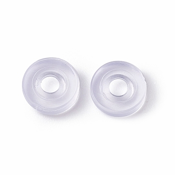 Silicone Clip on Earring Pads, Donut, Clear, 6.5x2mm, Hole: 2mm