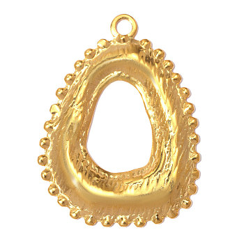 304 Stainless Steel Pendants, Ion Plating(IP), Hammered Irregular Triangle Charms, Hand Polished, Real 18K Gold Plated, 30x23mm, Hole: 2.5mm