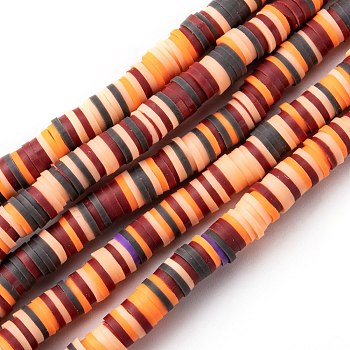 Handmade Polymer Clay Beads Strands, for DIY Jewelry Crafts Supplies, Heishi Beads, Disc/Flat Round, Light Salmon, 6x0.5~1mm, Hole: 1.8mm, about 290~320pcs/strand, 15.75 inch~16.14 inch(40~41cm)