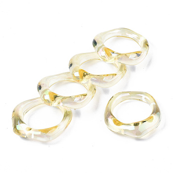 Transparent Resin Finger Rings, AB Color Plated, Champagne Yellow, US Size 6 3/4(17.1mm)