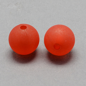 Transparent Acrylic Ball Beads, Frosted Style, Round, Red, 12mm, Hole: 2mm, about 520pcs/500g