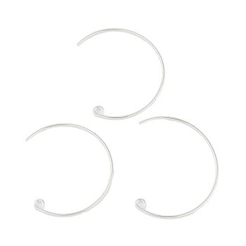 Brass Earring Hooks, C Shape, Silver, 31x26x0.9mm, Hole: 1.9mm