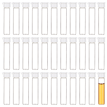 Clear Glass Bottles, with Plastic Caps, Bead Containers, Pipe, White, 1.6x6.2cm, Inner Diameter: 0.7cm