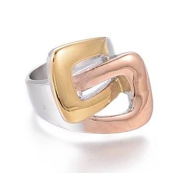 304 Stainless Steel Finger Rings, Stainless Steel Color & Golden & Rose Gold, Size 6~9, 16~19mm