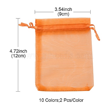 20Pcs 10 Colors Rectangle Organza Drawstring Bags(CON-YW0001-31A)-5