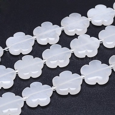 15mm Flower White Jade Beads