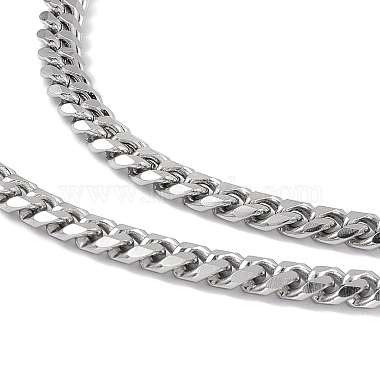 201 Stainless Steel Cuban Link Chain Necklace with 304 Stainless Steel Clasps for Men Women(NJEW-M194-01A-P)-2