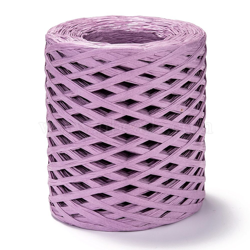 Raffia Ribbon, Packing Paper String, for Gift Wrapping, Party Decor, Craft Weaving, Plum, 3~4mm, About 200m/roll Paper Purple