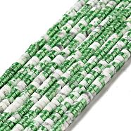 Electroplated Natural Howlite Bead Strands, Half Plated, Flat Round, Lime Green, 4x1.5~2mm, Hole: 1mm, about 194~199pcs/strand, 15.35''(39cm)(G-D470-01C)
