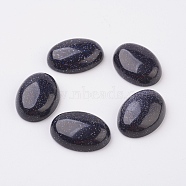 Synthetic Blue Goldstone Flat Back Cabochons, Oval, 25x18x7~7.5mm(G-G741-18x25mm-09)