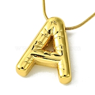 Ion Plating(IP) Initial Letter 304 Stainless Steel Pendant Necklaces, Real 18K Gold Plated, Letter A, 15.91 inch(40.4cm), pendant: 20.5x17mm(NJEW-R265-05G-A)