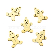 201 Stainless Steel Pendants, Christmas Theme, Gingerbread Man, Golden, 19x13x1mm, Hole: 1.5mm(STAS-E157-02G)