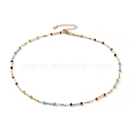 Faceted Rondelle Glass Beaded Necklaces, with Brass Bar Link & Lobster Claw Clasps, Golden, Colorful, 18-1/8 inch(46cm)(NJEW-JN03210)