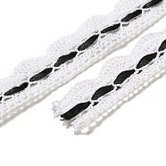 2 Yards Cotton Flower Lace Trims, with Polyester Ribbon, Flat, Black, 3/4 inch(20mm)(DIY-XCP0003-20)