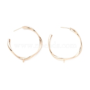 Rack Plating Brass Stud Earring Findings, with Loop, Cadmium Free & Lead Free, Twist Ring, Real 14K Gold Plated, 42.5x39x3mm, Hole: 1.8mm, Pin: 0.7mm(KK-D069-11G-RS)