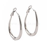 304 Stainless Steel Hoop Earrings for Women, Teardrop, Stainless Steel Color, 39x4mm, Pin: 0.7mm(EJEW-G346-05P)
