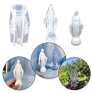 3D Religion Virgin Mary Display Decoration Silicone Molds, Resin Casting Molds, for UV Resin & Epoxy Resin Craft Making, White, 157x70x51mm, Inner Diameter: 41x41mm(DIY-A046-03)