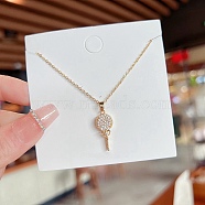 Titanium Steel Cable Chain Necklaces, Rhinestone Pendant Necklaces, Candy, 8.27~19.69 inch(21~50cm)(FS-WG30730-49)