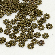 Tibetan Style Alloy Daisy Spacer Beads, Antique Bronze, Lead Free & Cadmium Free, 4x1.5mm, Hole: 1mm(X-K08SK071)