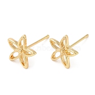 Hollow Flower Alloy Stud Earrings for Women, with 304 Stainless Steel Steel Pin, Cadmium Free & Lead Free, Light Gold, 9x9.5mm(PALLOY-Q447-25LG)