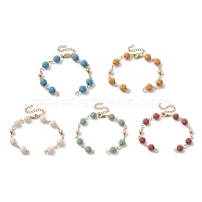 Dyed Natural Lava Rock Round Beaded Chain Bracelet Making, with Golden 304 Stainless Steel Findings, Fit for Connector Charms, Mixed Color, 6-3/4 inch(17cm)(AJEW-JB01206)