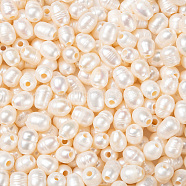Grade B Natural Cultured Freshwater Pearl Beads, Nice for Mother's Day Earring Making, Oval, Natural Color, White, 8~9x8~12mm, Hole: 2.5mm(PEAR-P001-1)