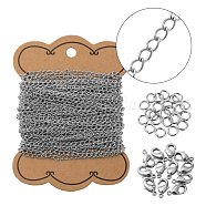 DIY Brass Twisted Chains Necklace Making Kits, Including Lobster Claw Clasps and Jump Rings, Platinum, Links: 4x3x0.45mm, 10m(DIY-LS0002-88P)