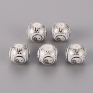 Electroplate Glass Beads, Round with Yin Yang Pattern, Platinum Plated, 10mm, Hole: 1.2mm(X-EGLA-Q123-012D)