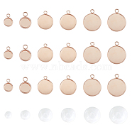 DIY Pendant Making Kits, with Flat Round 304 Stainless Steel Pendant Cabochon Settings, Plain Edge Bezel Cups, Transparent Glass Cabochons, Rose Gold, Pendant Cabochon Settings: 24pcs/set(DIY-UN0001-57)
