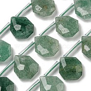 Natural Green Strawberry Quartz Beads Strands, Top Drilled, Teardrop, Faceted, 15x13x5mm, Hole: 0.8mm, about 24pcs/strand, 15.35''~16.14''(39~41cm)(G-P544-C09-01)