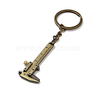 Alloy Vernier Caliper Pendant Keychain, with Iron Key Ring, Antique Bronze, 10.6cm(KEYC-M021-01AB)