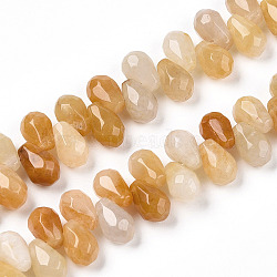 Natural Topaz Jade Beads Strands, Top Drilled Beads, Faceted, Teardrop, 9~9.5x6mm, Hole: 0.8mm, about 44pcs/strand, 7.6 inch(G-S357-C02-12A)