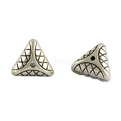 Triangle Tibetan Style Alloy Beads Spacers, Cadmium Free & Lead Free, Antique Silver, 10x11x6mm, Hole: 1mm(TIBEB-2519-AS-LF)