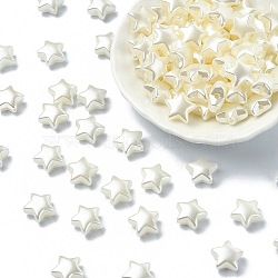 ABS Plastic Imitation Pearl Beads, Ghost White, Star, 10.5x11.5x6mm, Hole: 1.5mm(OACR-YW0001-85E)