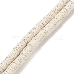 Natural Lava Rock Beads Strands, Column, Dyed, White, 10x6mm, Hole: 1.4mm, about 40pcs/strand, 15.75 inch(40cm)(G-L586-E01-02)
